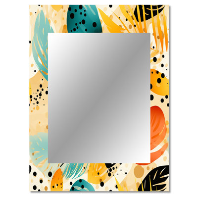 Roselee Soft Color Leaves Tropical Pattern - tropical  Unique Wall Mirror, Tropical Mirror, Printed Metal Art