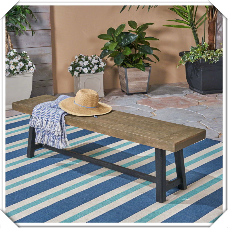 Banc d'extérieur en bois d'acacia au fini sablé gris pratique, élégant, fonctionnel et compact