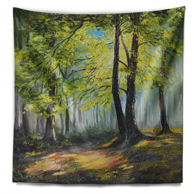 Tapisserie verte de forêt d'automne de paysage