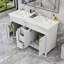 Meuble-lavabo de salle de bain avec lavabo double en résine, tiroirs à fermeture en douceur et portes