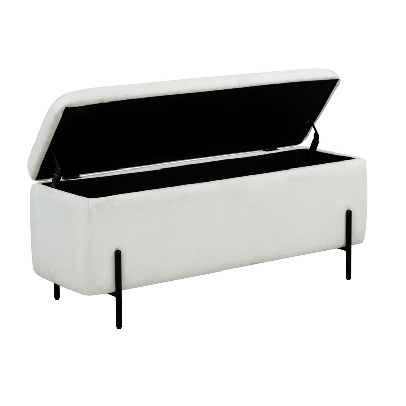 MacLaren Upholstered Storage Bench, Cream