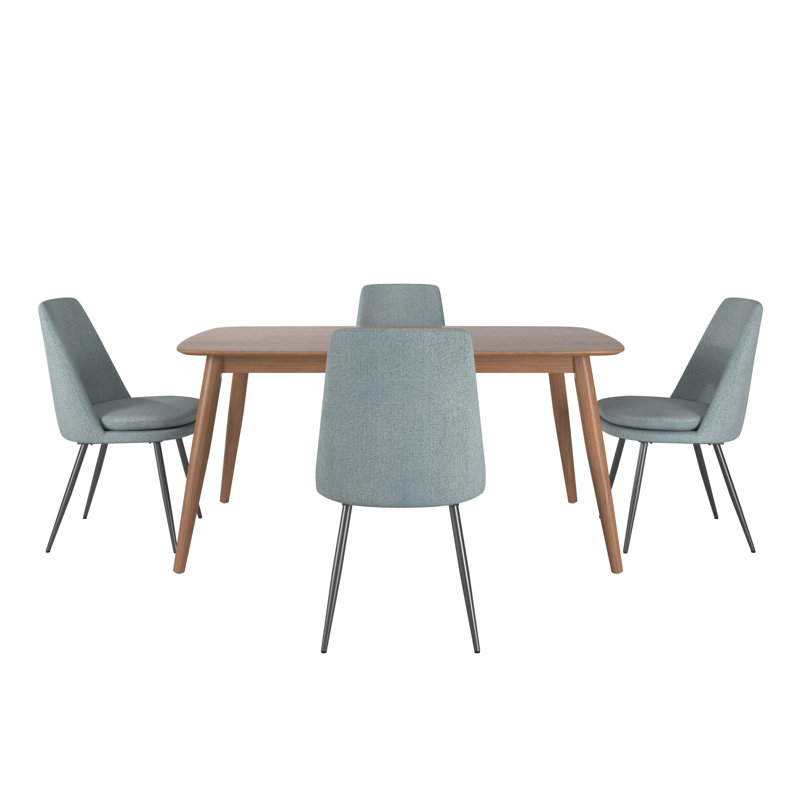 Ensemble de salle à manger Larissa, Noyer foncé, Bleu