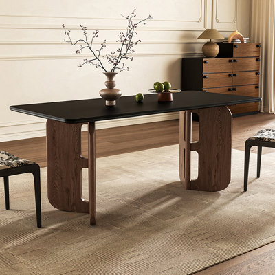 French style retro black rectangular dining table