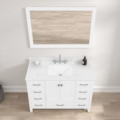 Kris 48'' Single Bathroom Vanity with Carrara Marble Top