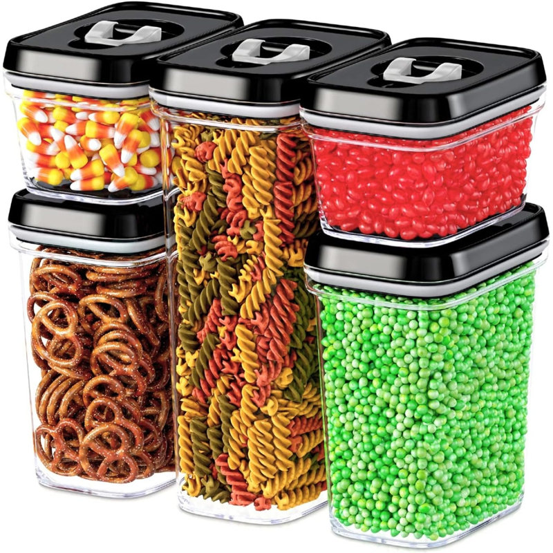 Ensemble de contenants hermétiques pour aliments avec couvercles, Noir