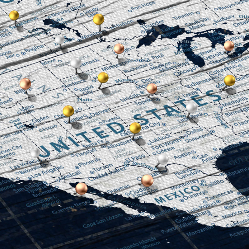 Carte du monde personnalisée «Journey I Push Pin», H 16 po x l 24 po, Oui