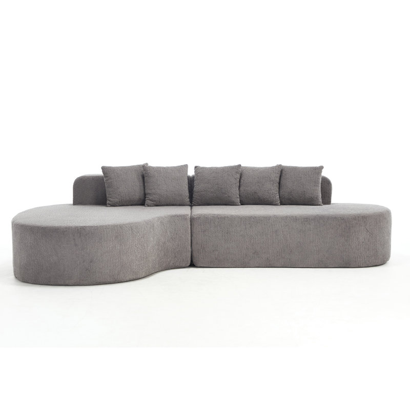 Canapés incurvés de 110,2 po x 62 po pour le salon, canapé modulaire incurvé avec 5 coussins, canapé en forme de L sans siège avec siège profond, mousse à mémoire de forme haute densité, aucun assemblage requis, (GRIS CLAIR)