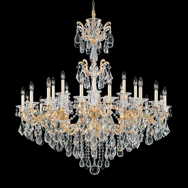 La Scala 24 - Light Glass Chandelier, Antique Silver, Handcut Clear