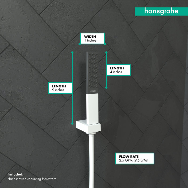 Hansgrohe Rainfinity Baton Handheld Shower Head 100, Matte White, 2.5 GPM