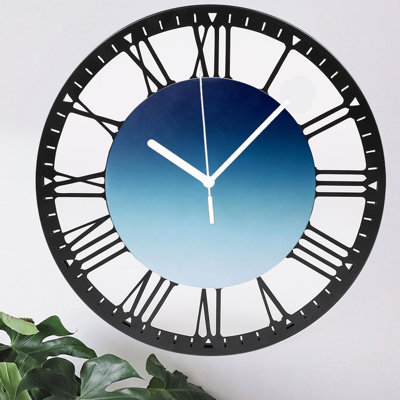 Horloge murale ronde en fer 10 po avec mouvement à quartz silencieux, chiffres romains, impression UV