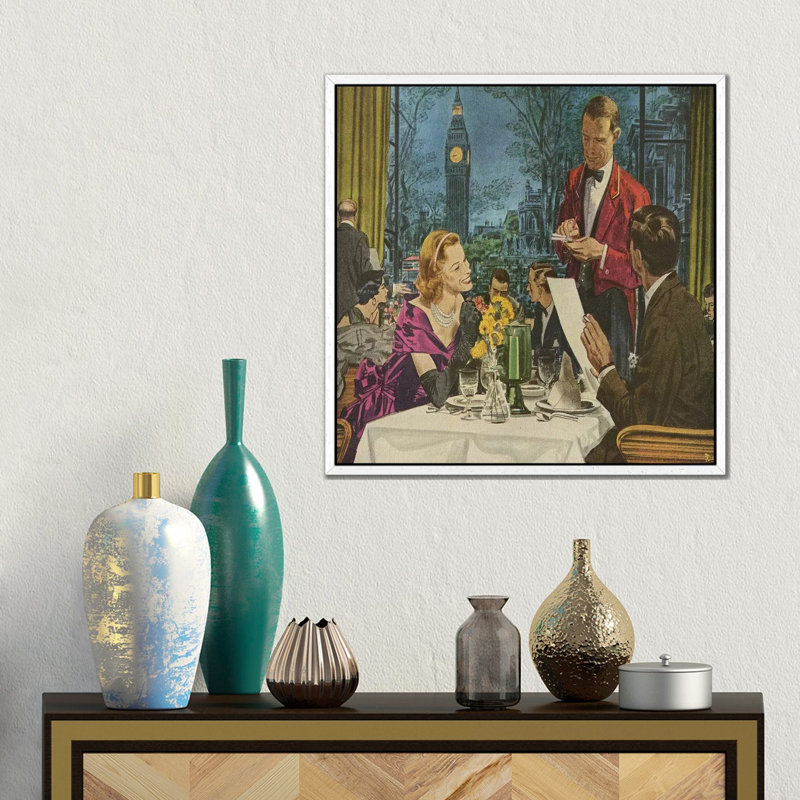 1950s Pan Am Magazine Advert 1 Piece Wall Art on Canvas, 45.72 cm H x 45.72 cm W, White Framed