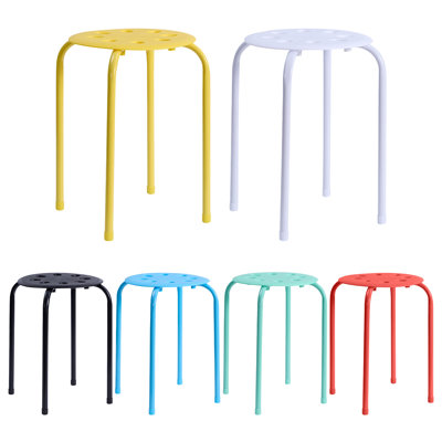 Ensemble de 6 tabourets d'appoint empilables multicolores en métal - Acier inoxydable