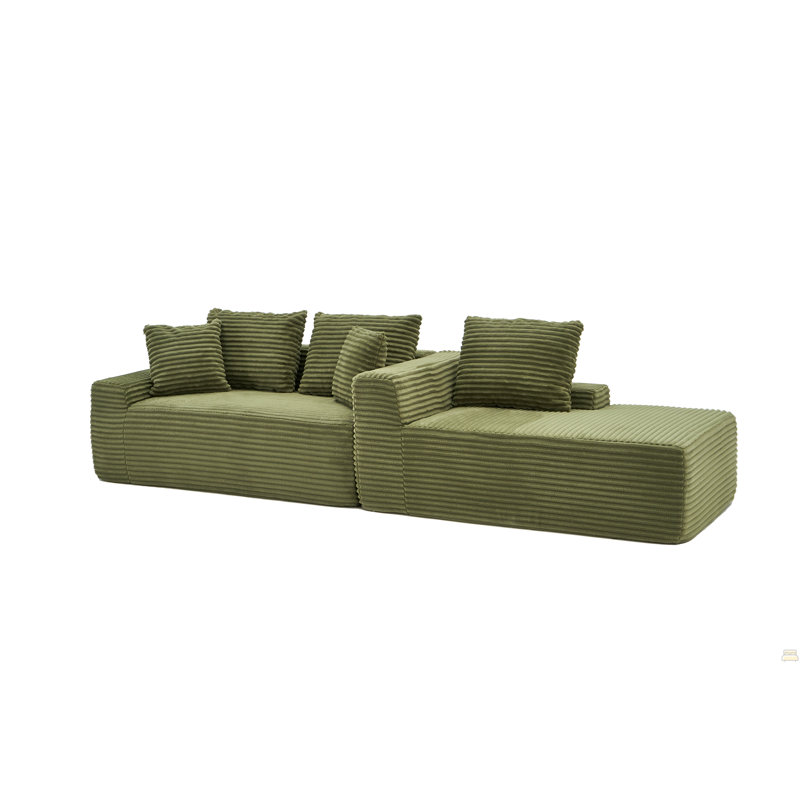 Canapé modulaire pour canapé modulaire avec méridienne 95 po, Green Fabric, Right Hand Facing