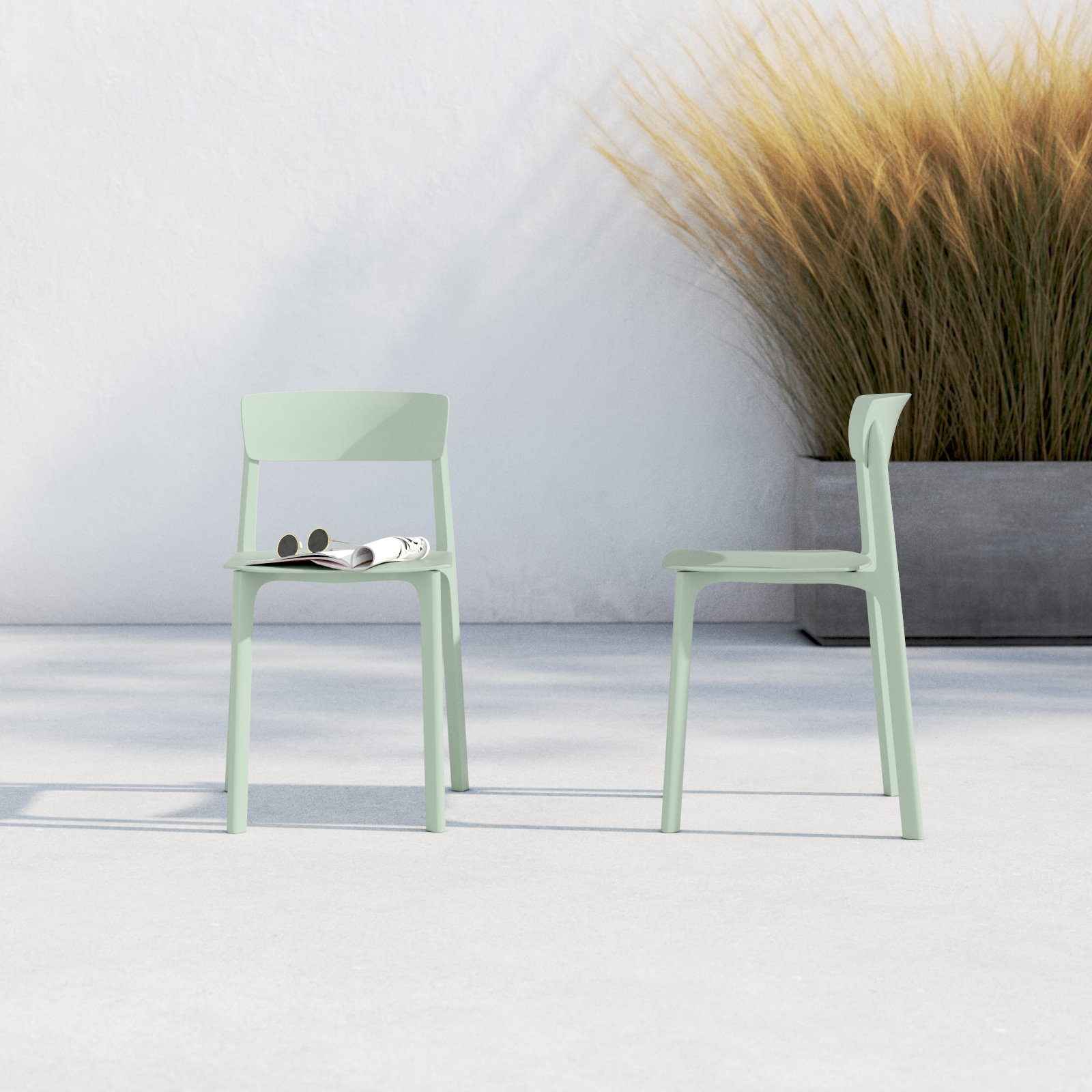 Vowa Stackable Patio Side Chair, Mint