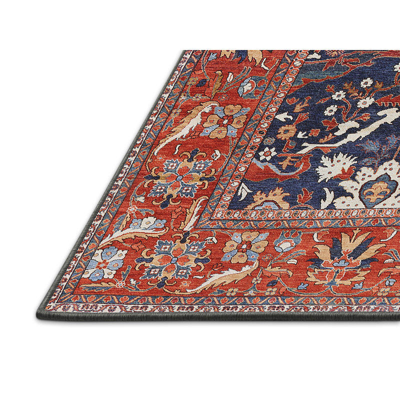Tapis rouge / bleu / ivoire, Rectangle 7 pi x 9 pi