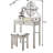 Sparkling Gold Makeup Vanity Table And Stool, 3 Drawers, Adjustable Mirror Fancy Storage-1733908633