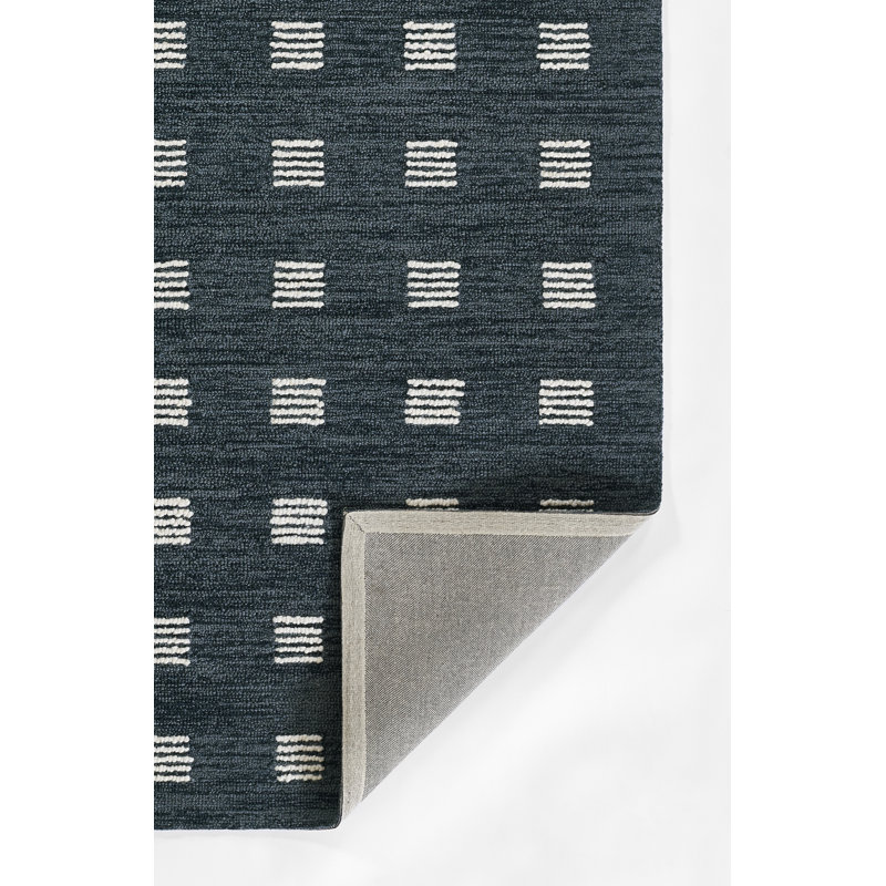 Hand Tufted Blue and White Wool Geometric Rug, 2' x 3'