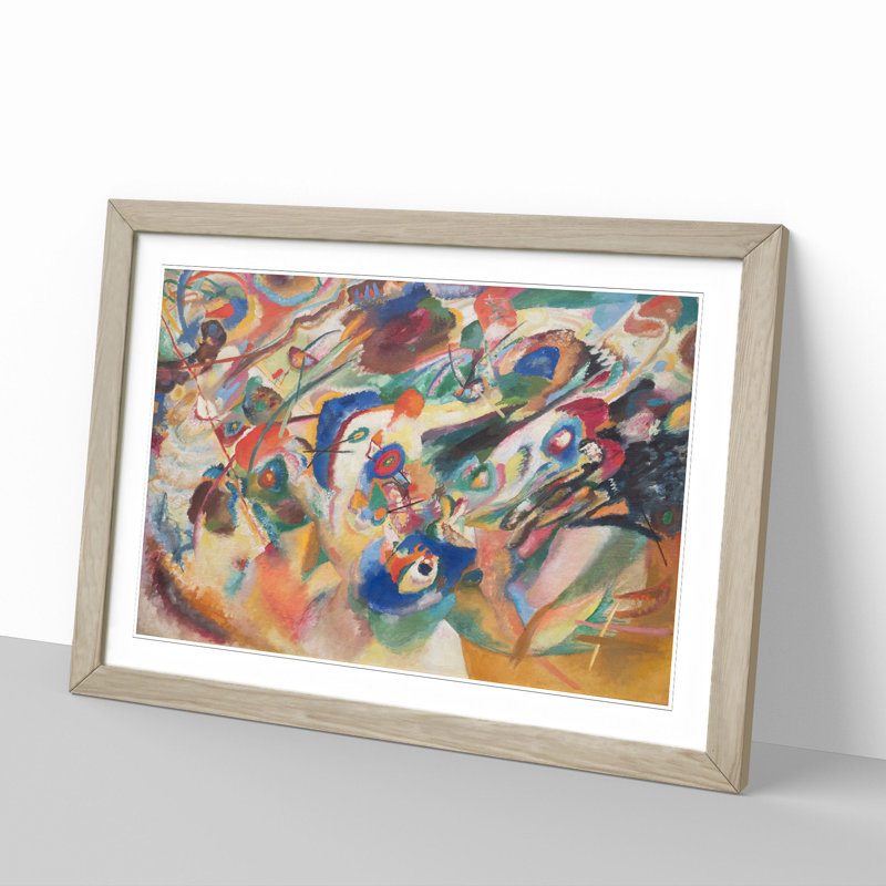 Composition VII by Wassily Kandinsky - Picture Frame Painting on MDF, 36cm H x 48cm W x 2cm D, Oak Framed