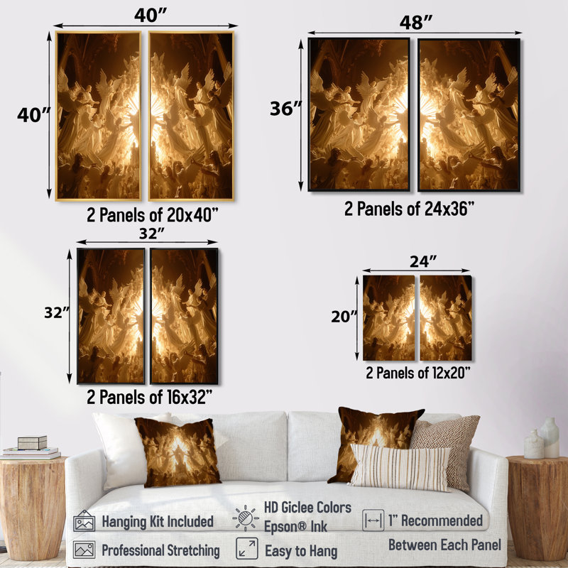 «Yellow Anges I», art mural moderne, 2 pièces jaune et blanc, H 36 po x l 48 po, Toile tendue, Ne s’applique pas
