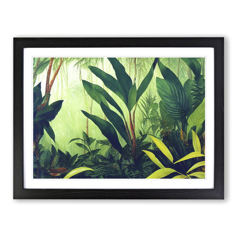 Watercolour Jungle Vol.3 - Single Picture Frame Print, 46cm H x 64cm W x 2cm D, Black