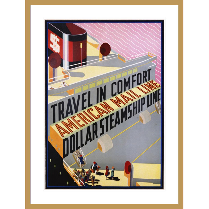 «Travel in Comfort American Mail Line Dollar Steamhip Line» par Inconnu, impression par estampe numérique encadrée