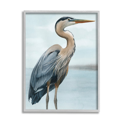 «Coastal Heron Portrait» encadré sur bois par Grace Popp, peinture