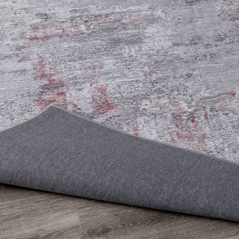 Abstract Area Rug in Pink, Rectangle 2' x 3'