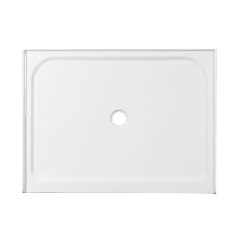 Base de douche à seuil simple en acrylique avec drain central 48 po x 36 po Kingston