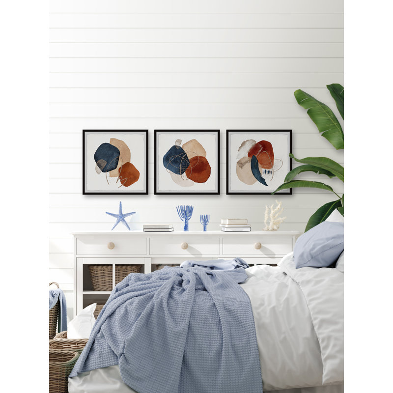 Sapphires and Rubies Triptych by Marmont Hill - 3 Piece Picture Frame Painting Set, 30" H x 30" W x 3.81" D