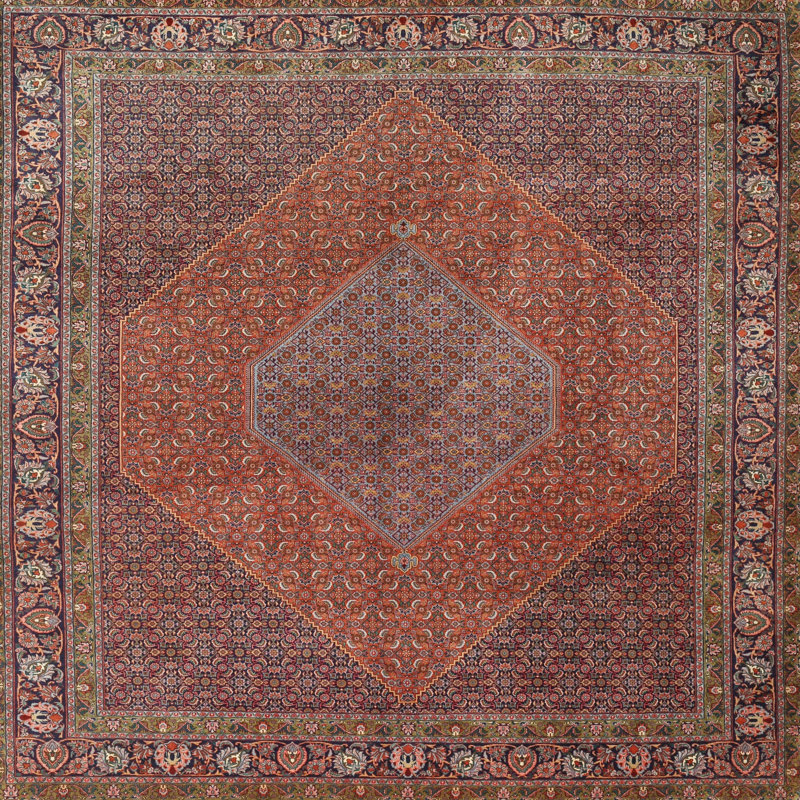 Tapis rouge / gris Jhirayr, Carré 7 pi