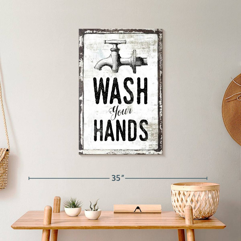 «Wash Your Hands», impression sur toile, H 24 po x l 16 po x P 1,25 po