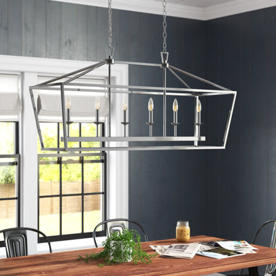 Hertford 6-Light Steel Dimmable Linear Chandelier 