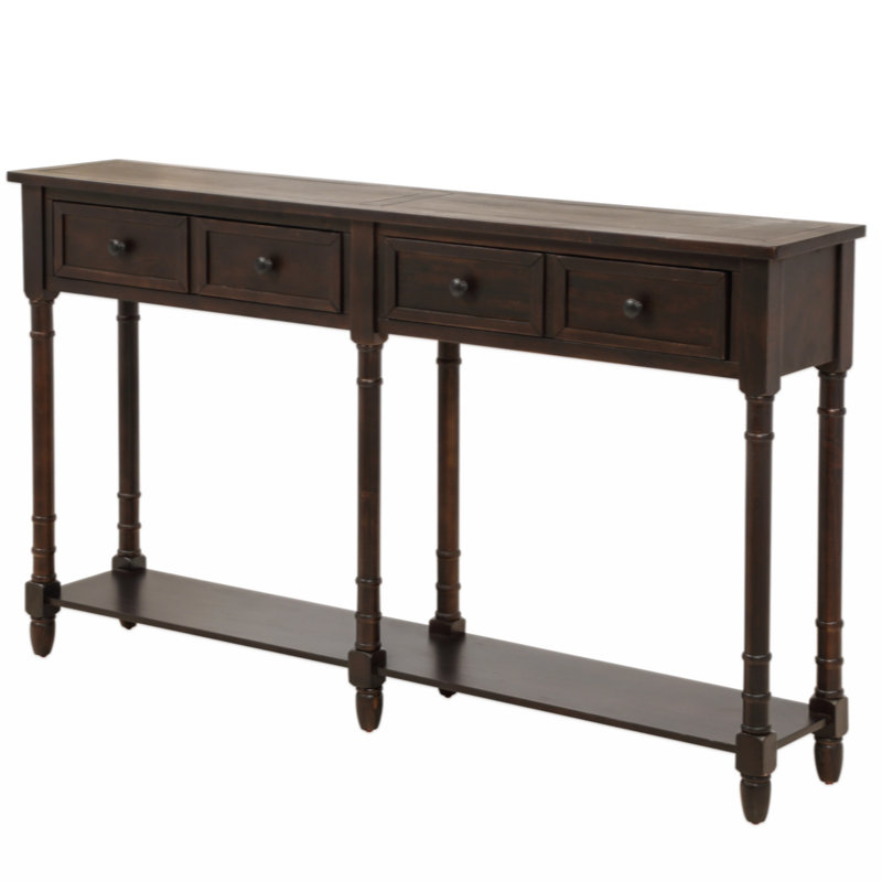 Park Slope 58" Console Table, Sofa Table with Spacious Drawers and Bottom Shelf, Espresso