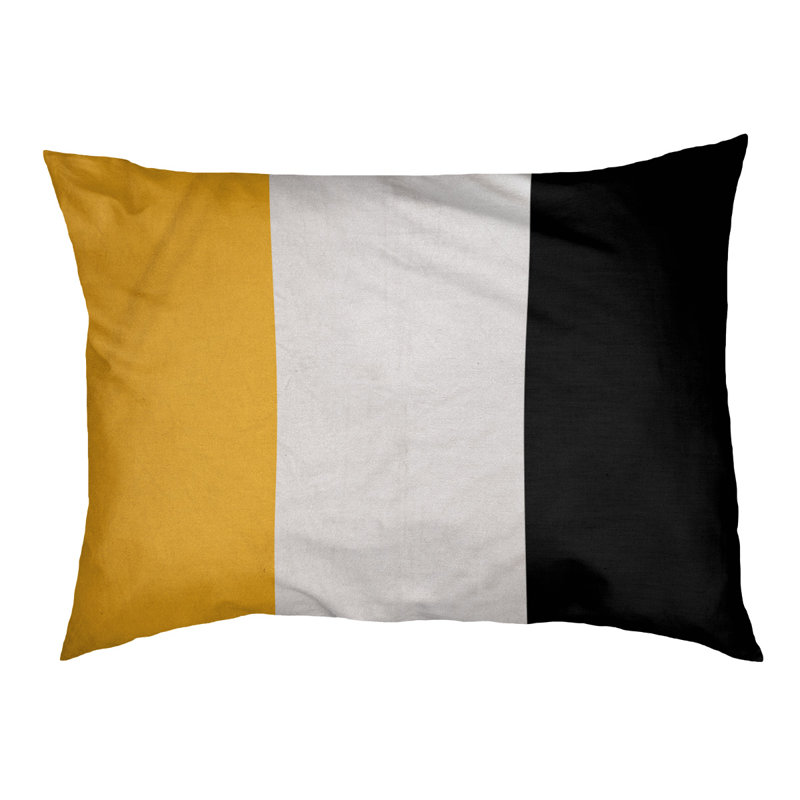 Coussin rectangulaire designer Tampa Bay, Petit (L 18 po x l 28 po), Pittsburgh Gold / blanc / noir
