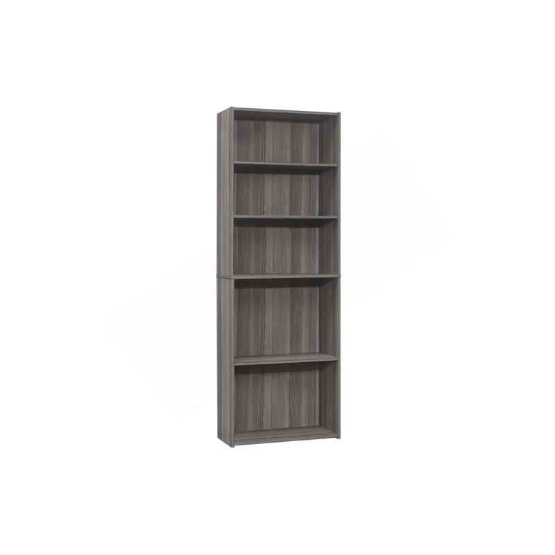 Bookshelf, Bookcase, 6 Tier, 72"H, Office, Bedroom, Grey Laminate, Transitional, Gray