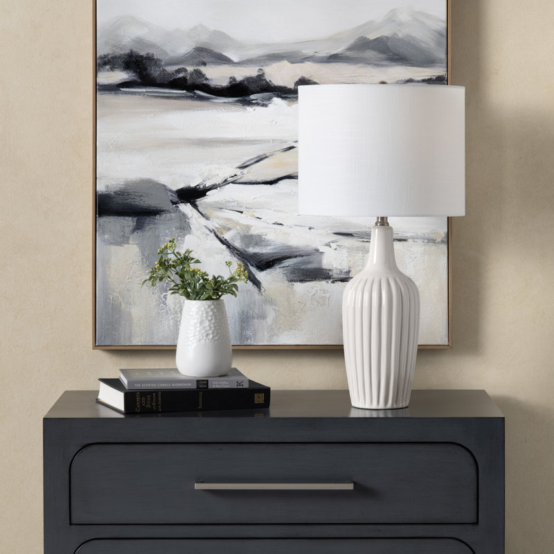 Ensemble de 2 lampes de table en céramique avec abat-jour, Blanc