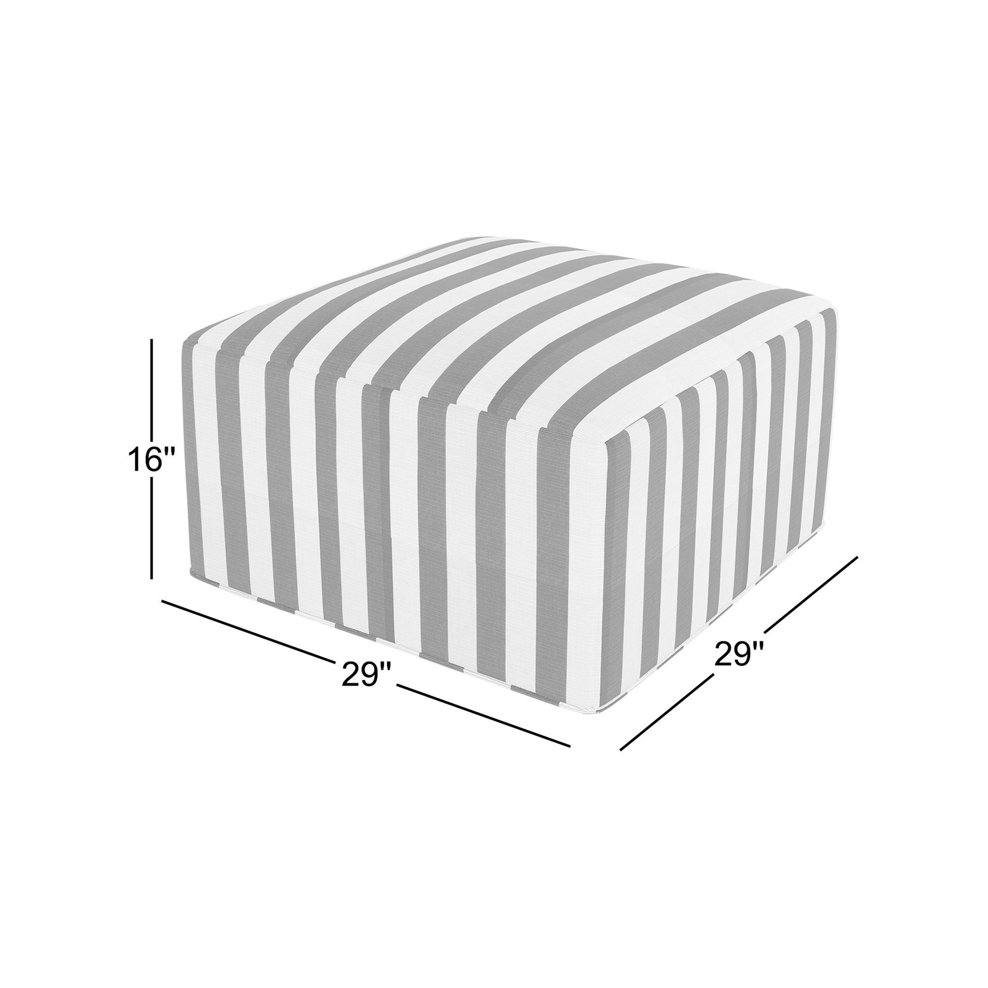 Praia Sunbrella® Outdoor Ottoman, 16" H x 29" W x 29" D, Expressive Mist Striped Sunbrella®
