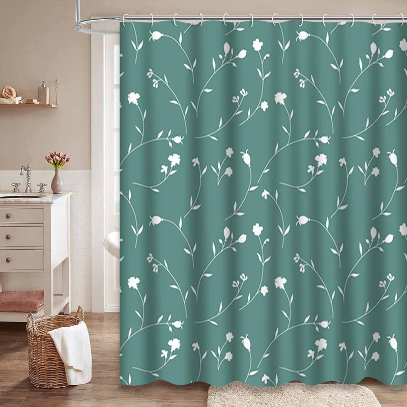 Rideau de douche à 12 crochets Floral, L 72 po x l 78 po