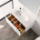 Meuble-lavabo flottant 36 po avec lavabo - armoire murale en bois avec lumières DEL, panneau ondulé 3D, tiroir à fermeture en douceur et lavabo en acrylique 36 po