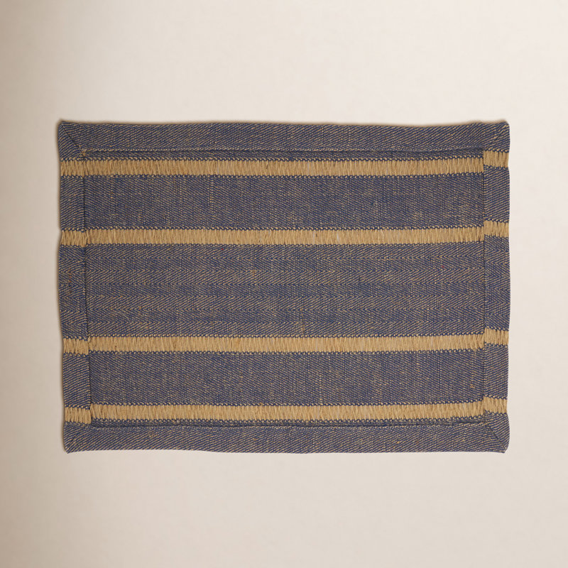 Classic Stripe Placemat and Napkin Set, Navy