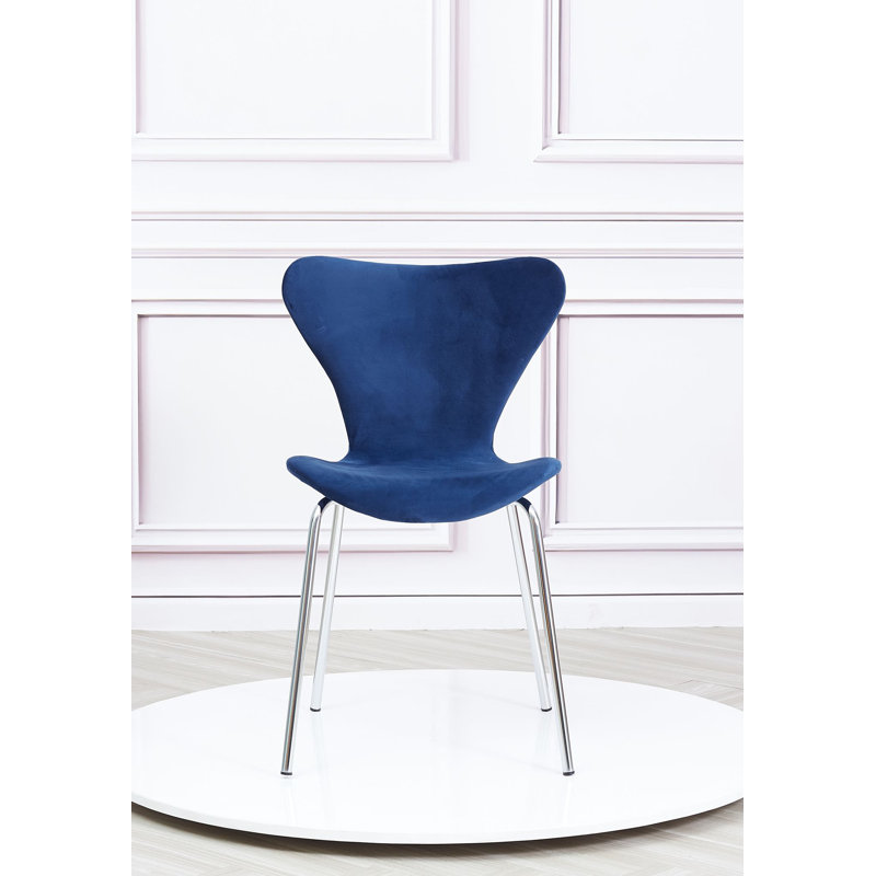 Shelby 47cm H Velvet Upholstered Side Chair, Navy Blue