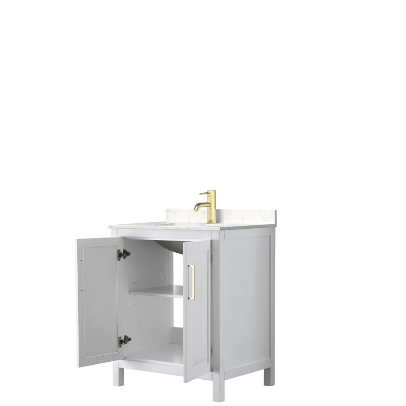 Daria 30'' Single Bathroom Vanity with Marble Top, White, Brushed Gold