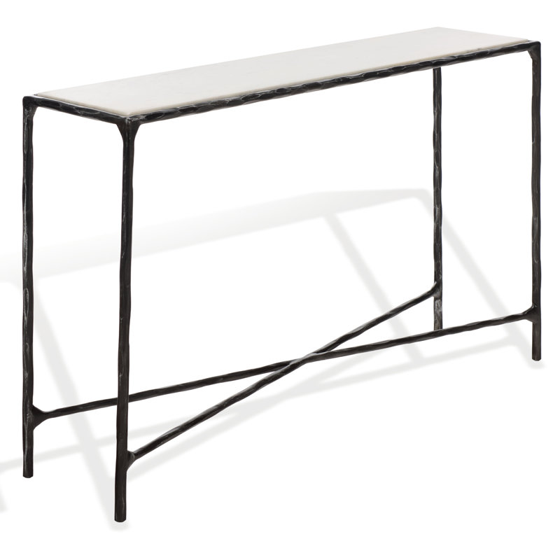 Evelynn 48'' Console Table, White Marble, Black