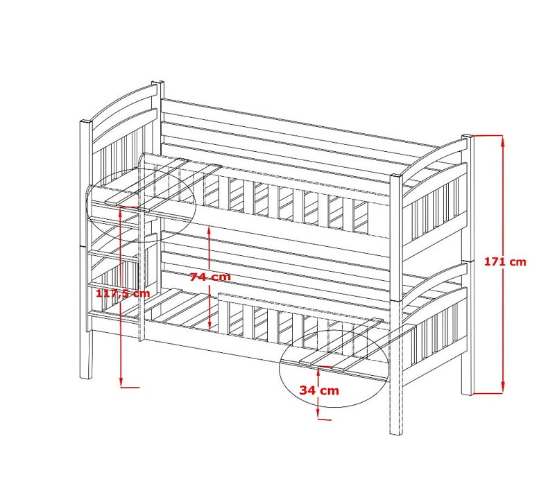 Seb Bunk Bed with Storage Included, Pine 
