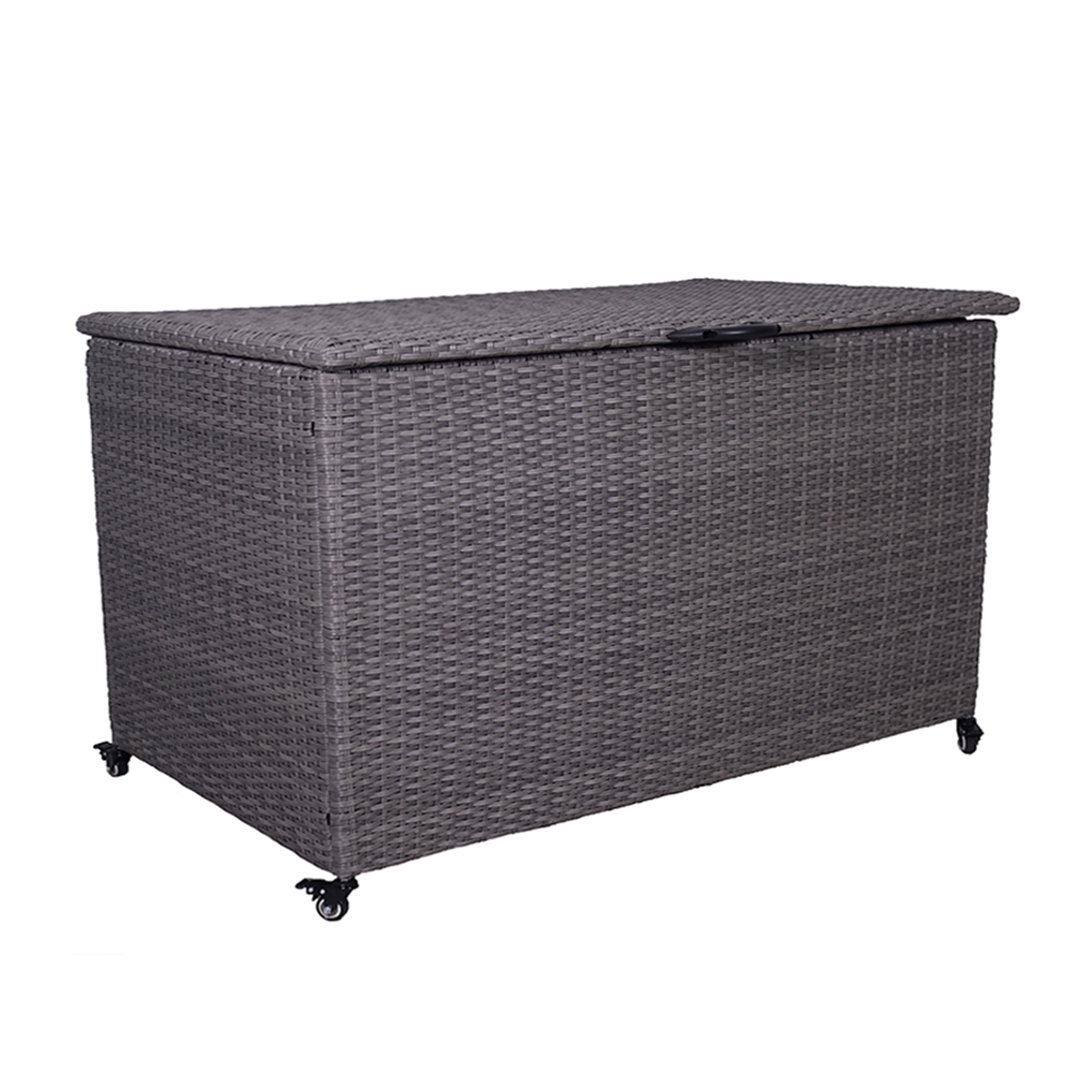Ebern Designs 157cm W 826L Wicker Deck Box with Wheels