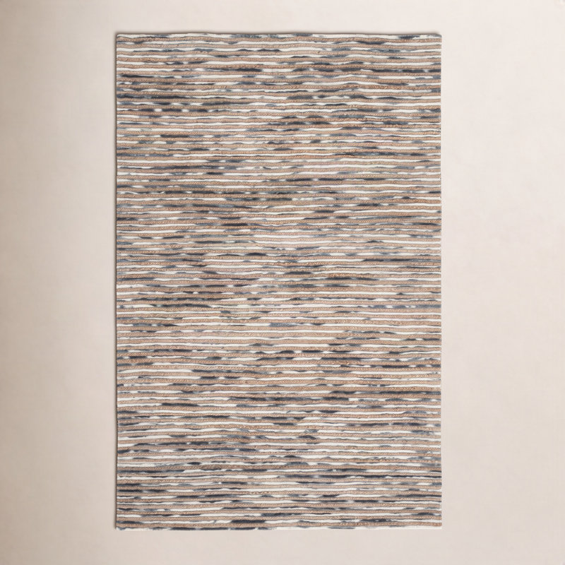 Cocci Striped Hand-Loomed Natural/Gray Area Rug, Rectangle 3' x 5'
