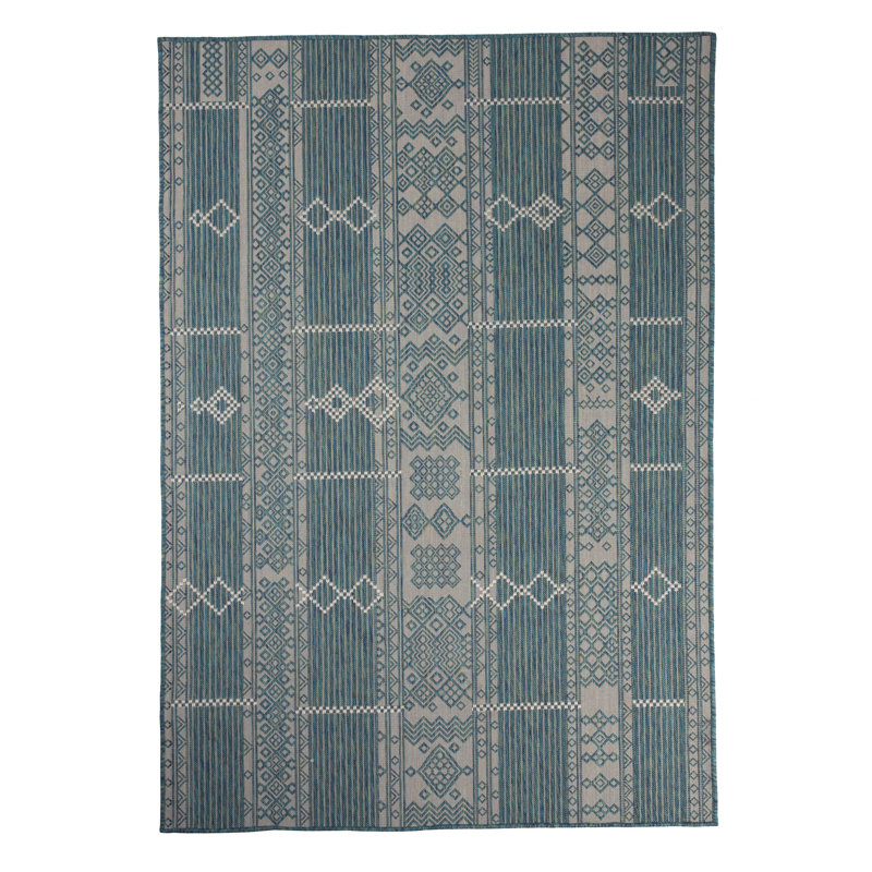 Tapis décoratif géométrique/gris d’intérieur/extérieur Walraven, Rectangle 7 pi 10 po x 10 pi