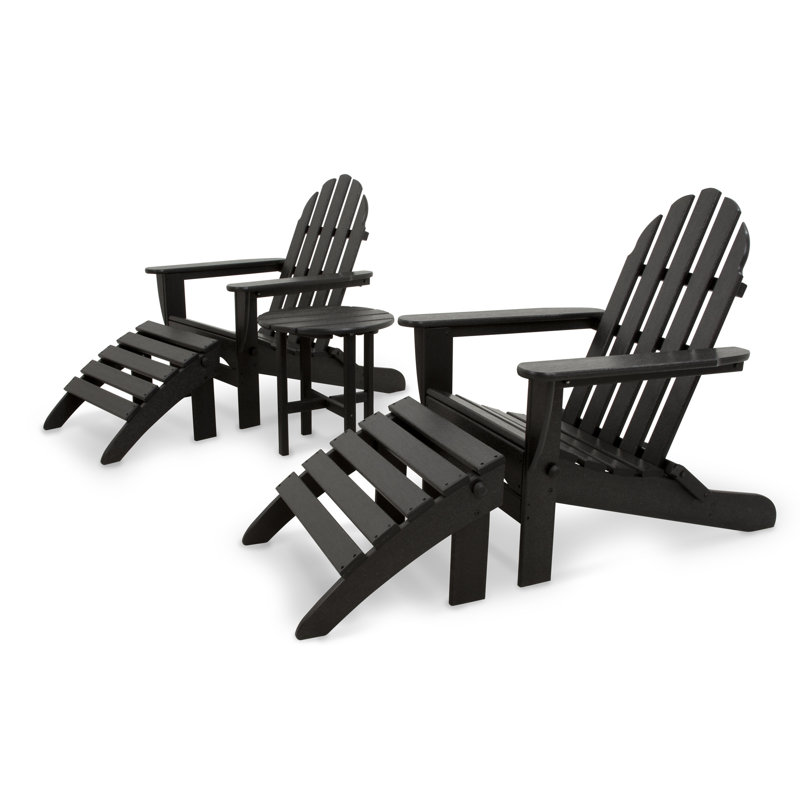 Ensemble Adirondack pliant 5 pièces POLYWOOD Classics, Noir