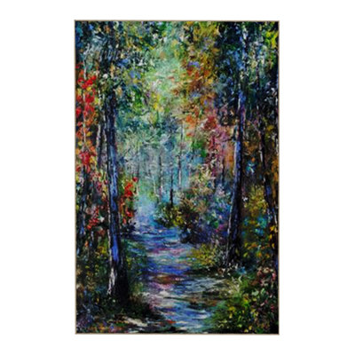 Pastel Colors Abstract Forest Path Pattern Modern Decorative Machine Washable Rug