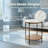Modern End Table with Genuine White Marble Top, Solid Wood Shelf and Black Metal Legs